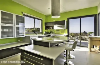 绿色厨房装修高清图片