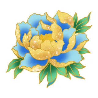 手绘国潮中国风古典牡丹花国花花卉装饰图案PSD设计素材