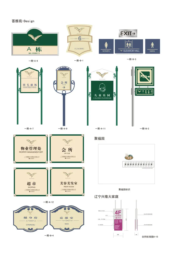 全套小区电梯指示牌各种门牌指示牌导视牌ai矢量模版下载