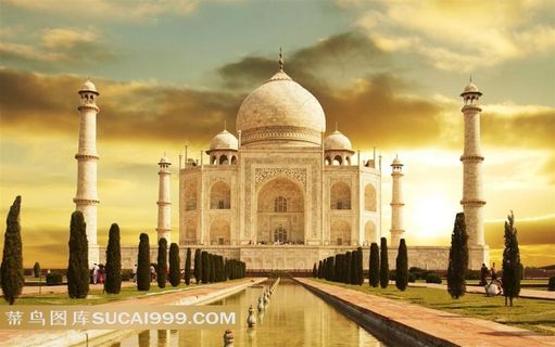 云霞下的泰姬陵唯美图片