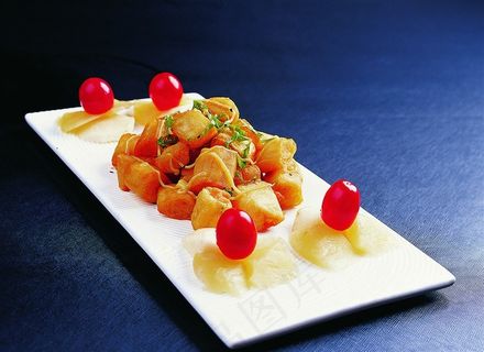 菠萝油条虾美食素材