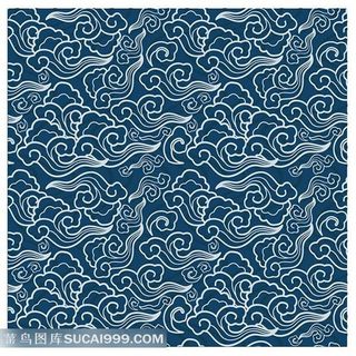 祥云蓝色花纹纹理