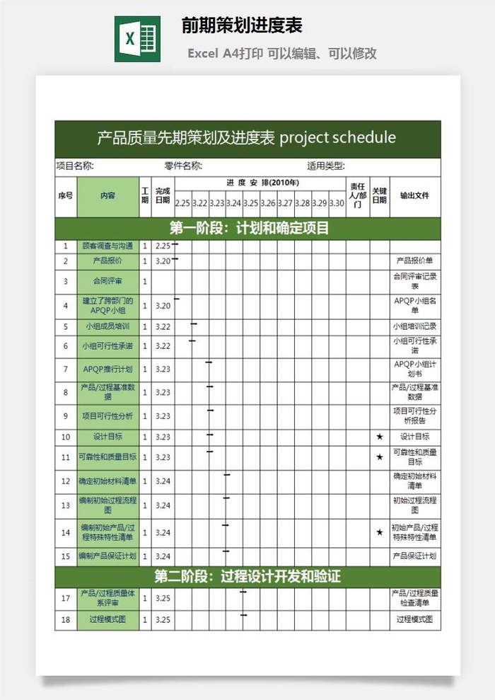 前期策划进度表