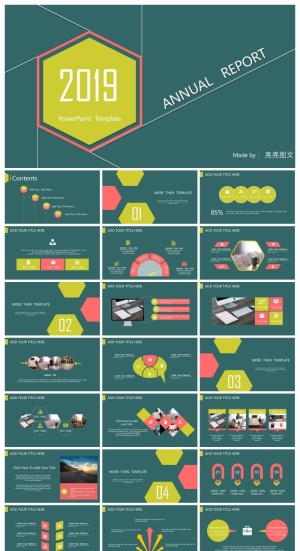 英文多图工作总结计划扁平风格PPT模板预览图