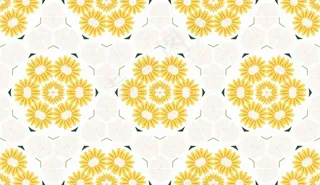 黄色菊花平铺图案花布纹理