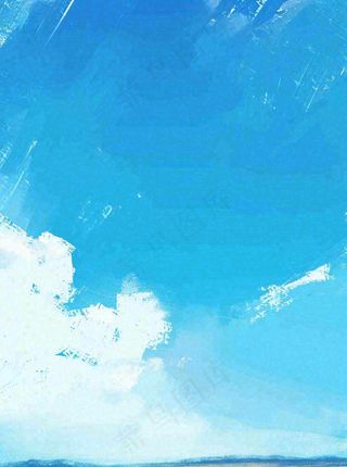蓝天白云云层清新天空插画手绘