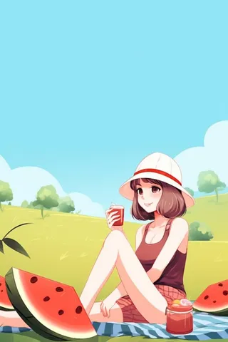 绿色简约户外草地游玩背景