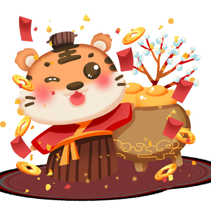 可爱2022年虎年吉祥物卡通形象新年海报元素AI矢量图PSD分层设计素材