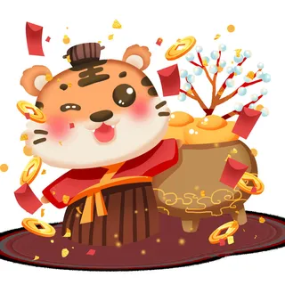 可爱2022年虎年吉祥物卡通形象新年海报元素AI矢量图PSD分层设计素材