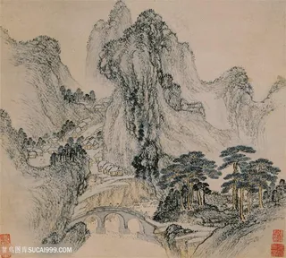 明代画家张复潇湘八景万壑松萌图国画图片