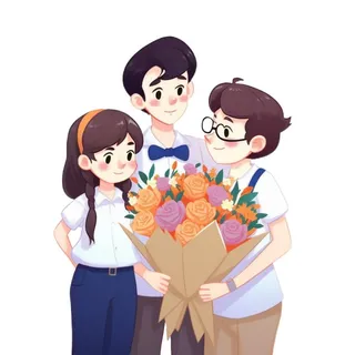 教师节师生插画