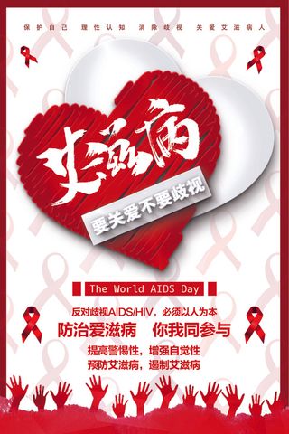 爱心关爱艾滋病人海报