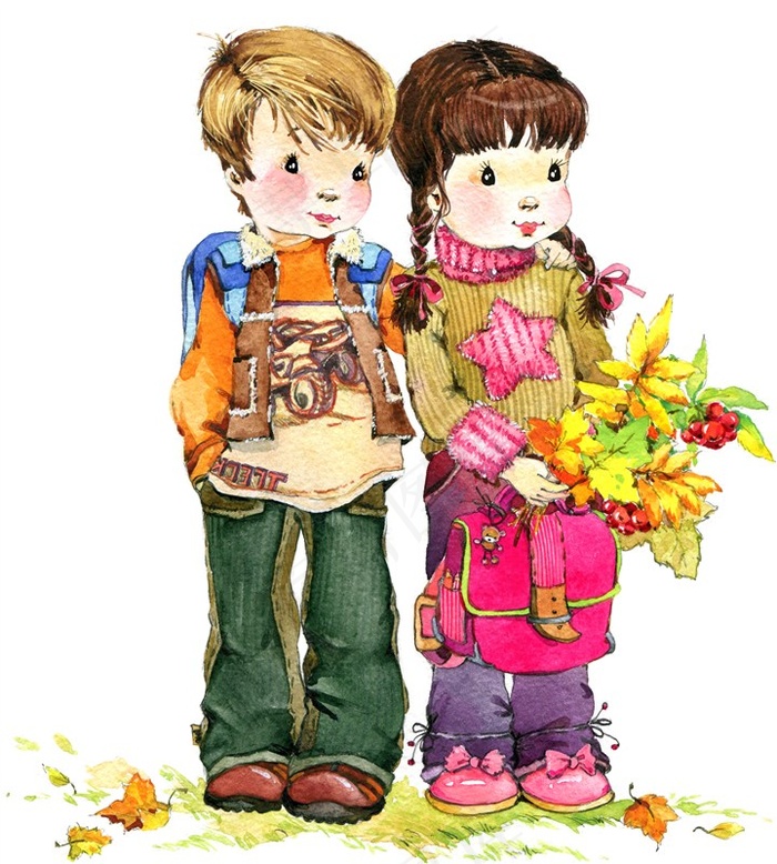 水彩卡通儿童绘画精美素材