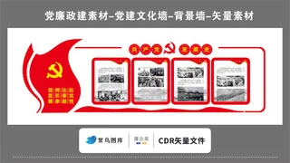 党建文化墙党建素材CDR预览图红色背景共产党发展史树形象