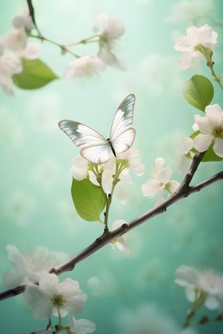 树枝蝴蝶清新背景