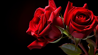 红色玫瑰花细节特写摄影图 