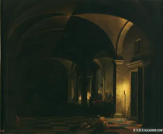 室内建筑走道油画