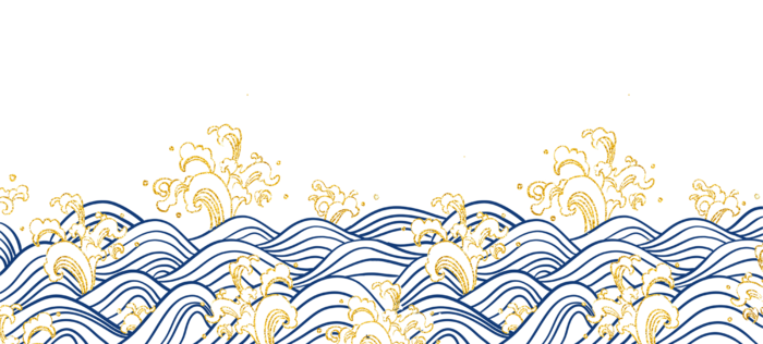 中国风鎏金浪花波浪背景免抠