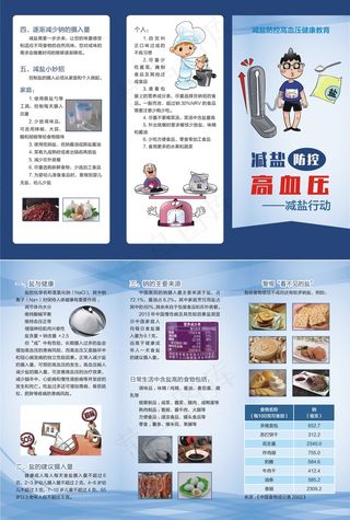 简洁减盐防控高血压三折页