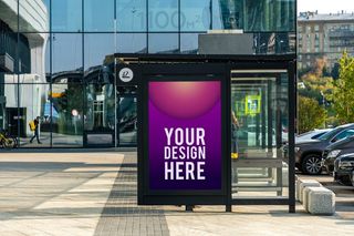城市户外车站灯箱广告牌PSD分层样机模板