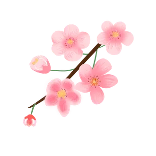 春天浪漫粉红色樱花手绘樱花梅花桃花花朵图片PNG免扣素材