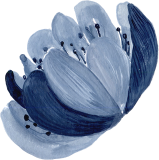 海军蓝金线水彩花卉素材