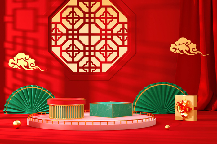 中国风古典背景红色喜庆新年主图背景psd模版下载