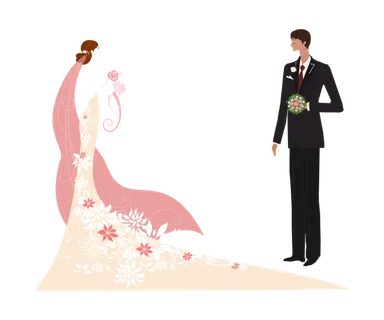 婚纱卡通人物婚礼白纱结婚婚纱摄影手绘