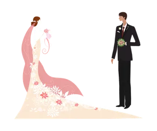 婚纱卡通人物婚礼白纱结婚婚纱摄影手绘