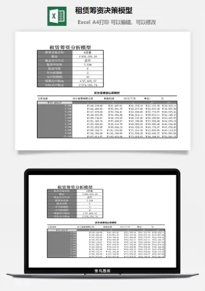 租赁筹资决策模型excel模板