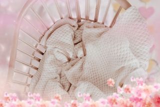 简约现代儿童拍照白沙花卉背景