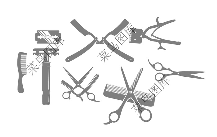 美发工具矢量图ai矢量模版下载