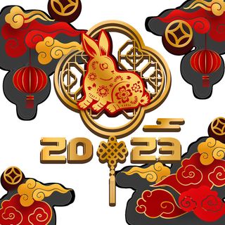 兔年2023年红色灯笼数字