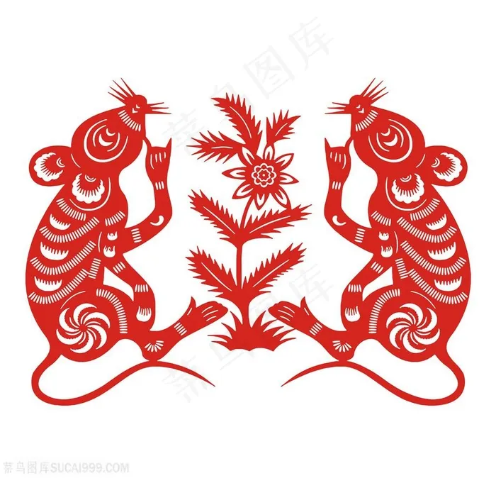 可爱老鼠剪纸素材