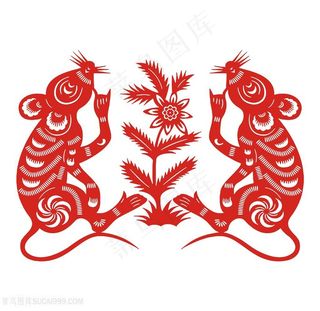 可爱老鼠剪纸素材