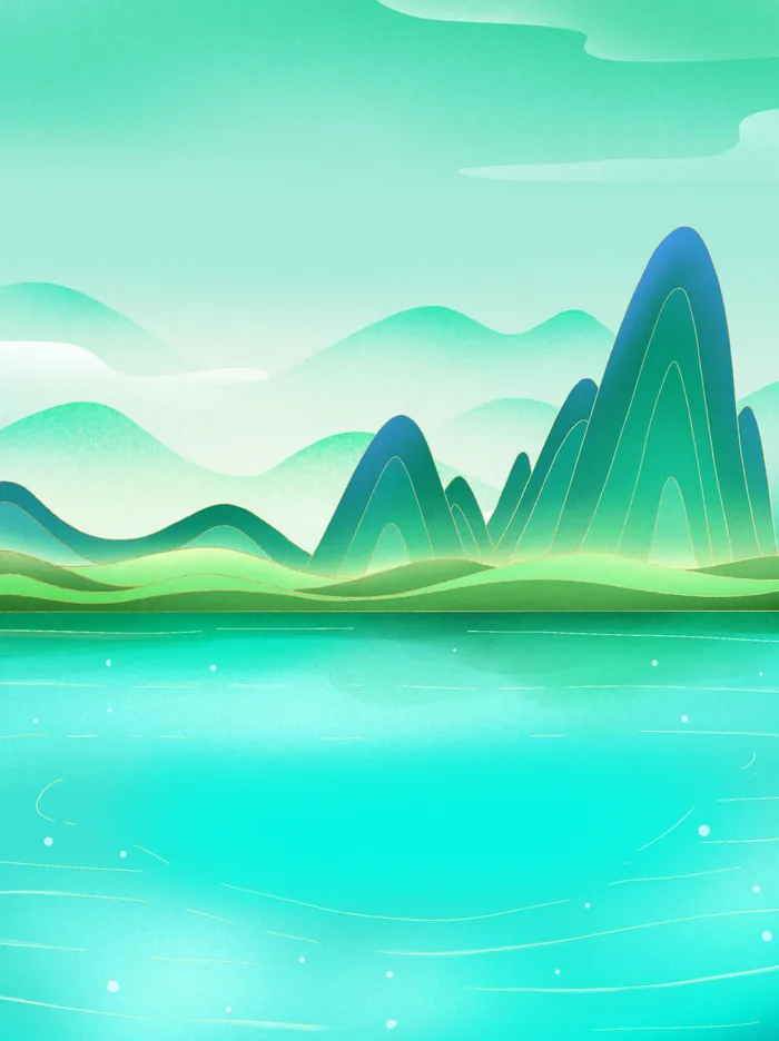 中国风国潮风山水祥云插画图案首页装修海报背景PSD设计模板素材psd模版下载