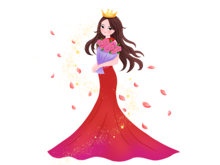 女神节海报怀抱花束