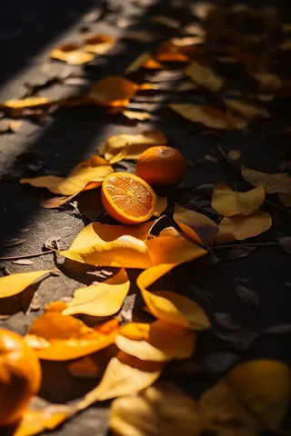 秋天落叶光影阳光摄影图