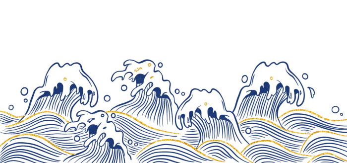 中国风鎏金浪花波浪背景免抠