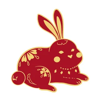 手绘2023兔年新年卡通兔子形象IP插画元素PSD设计素材png图案