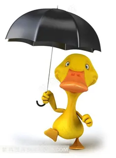 卡通小黄鸭撑伞图片