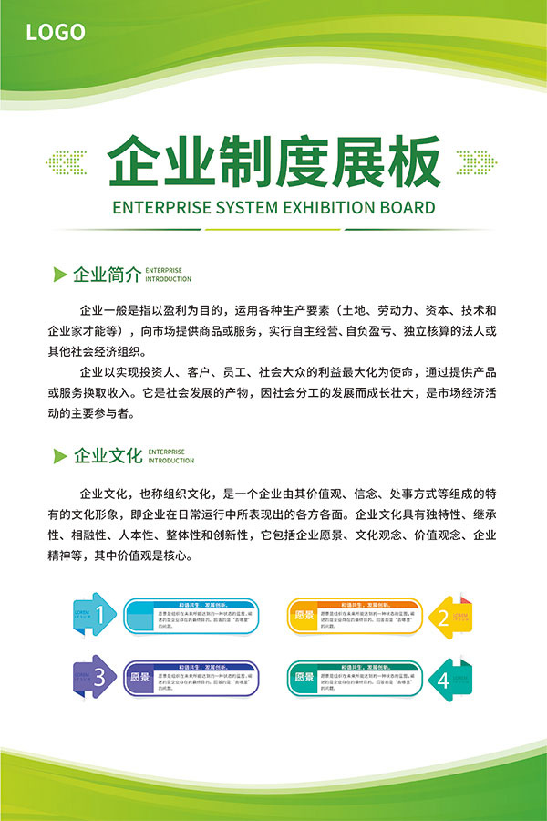 绿色企业制度展板psd模版下载