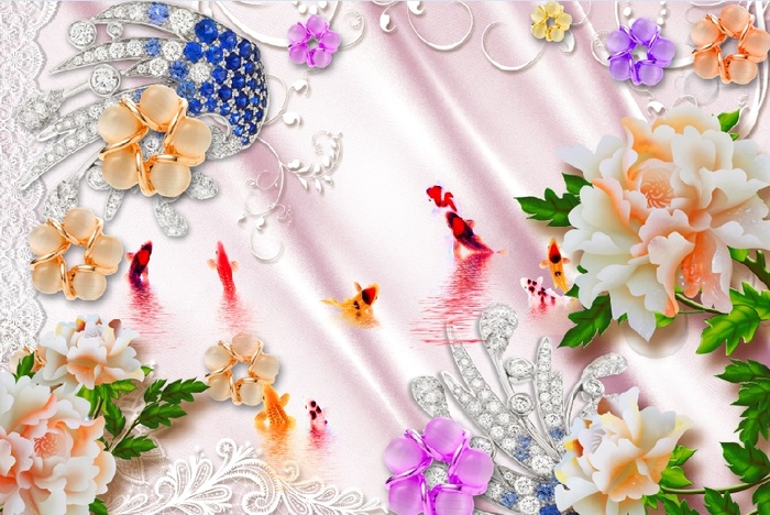 雕塑牡丹花花卉背景墙