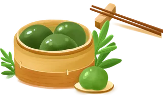 清明节海报设计插图卡通青团素材图片元素png透明背景