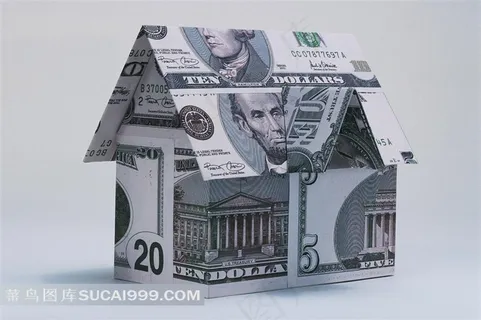 美元叠成的小屋创意图形