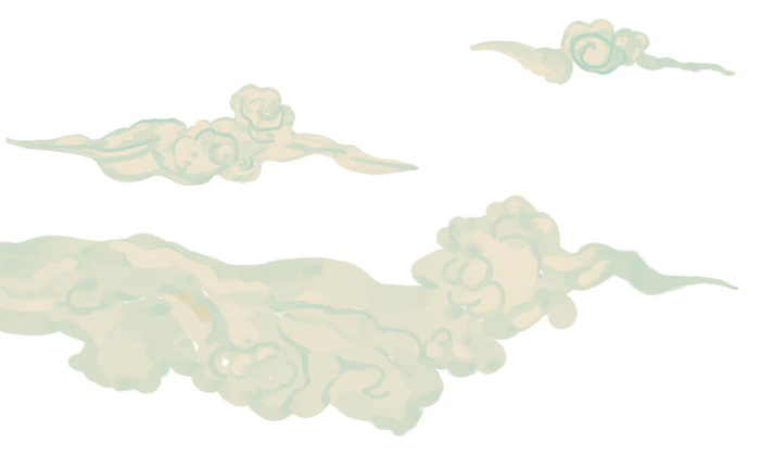 中国风国潮祥云插画手绘云彩图案海报云层装饰背景PSD设计素材