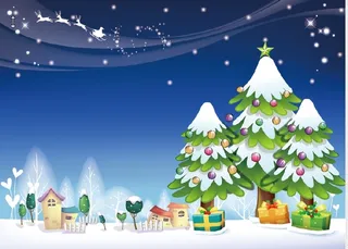 蓝色圣诞节礼物背景墙