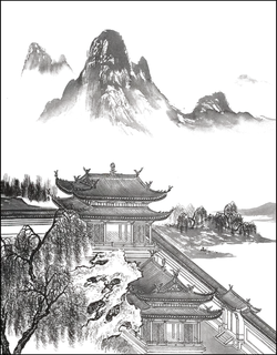 中国古风元素山水