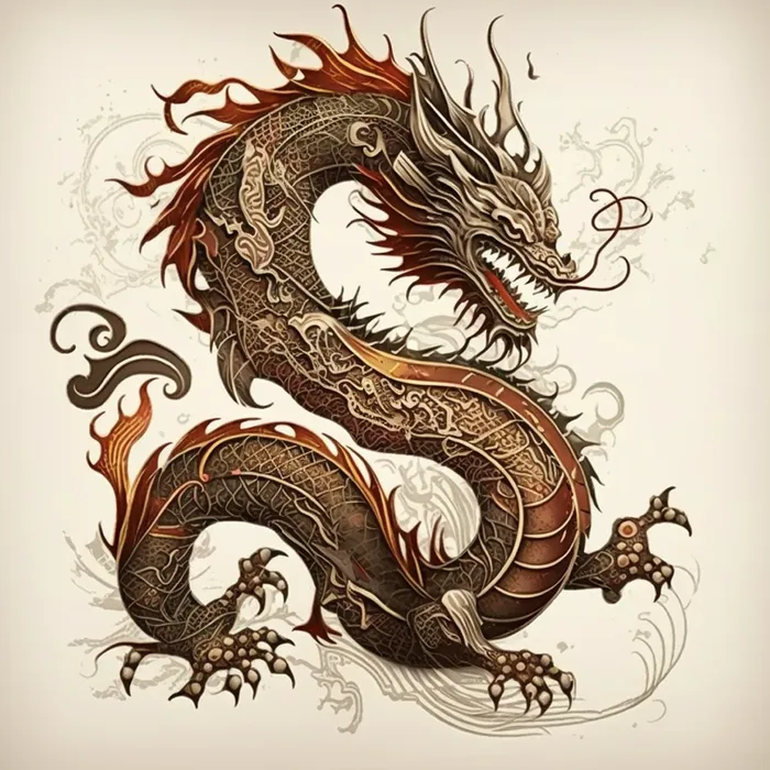 节日生肖龙，插画风格，红色，综合使用