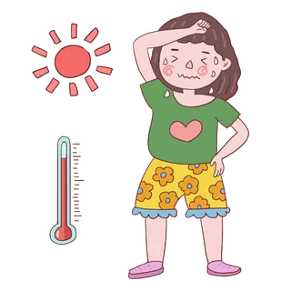 高温预警流汗的小女孩